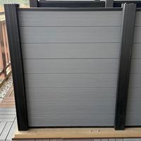 Valla de WPC de teca, valla de privacidad sólida para jardín, paneles de valla compuesta para exteriores, poste de aluminio, impermeable, fácil de instalar, valla de madera