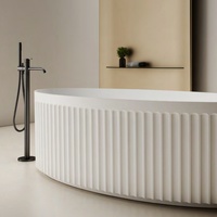 Baignoire ovale de luxe moderne pour hôtel, design contemporain, baignoire autoportante blanche, facile à nettoyer
