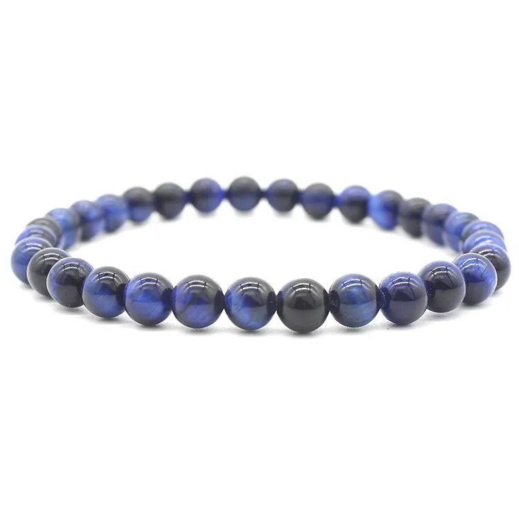 Natürliche elastische blaue Tiger Tigerauge Männer Perlen Stein Armband Naturstein 8mm Perlen