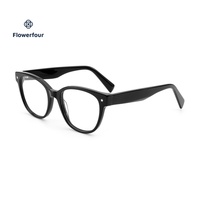 Montures de lunettes rondes en acétate Flowerfour avec logo personnalisé et rivets, lunettes optiques pour adultes unisexes, lunettes à monture complète