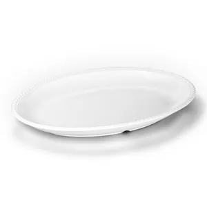 批发定制塑料餐厅椭圆形餐盘白色餐具三聚氰胺椭圆形餐盘