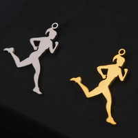 10 Stück Schlittschuhläufer-Mädchen-Anhänger aus Edelstahl, Eiskunstläufer-Charms, Tanzpose, Wintersport-Figur, DIY-Zubehör