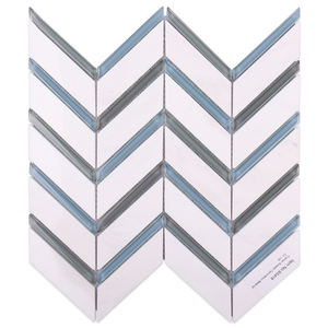 Dosseret de construction <span class=keywords><strong>mural</strong></span> chevrons forme <span class=keywords><strong>chevron</strong></span> <span class=keywords><strong>bleu</strong></span> et blanc verre pierre mosaïque <span class=keywords><strong>carrelage</strong></span> - Product Image 1
