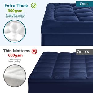 Surmatelas King Size Extra Épais en Microfibre Rafraîchissante Matelassé à Poches Profondes Remplissage 3D Alternative Neige Soulagement Douleur Dorsale - Product Image 1