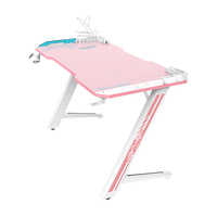Bureau de jeu LED RGB moderne de 100 cm extensible avec porte-gobelet, classement supérieur, bureau d'ordinateur PC en métal personnalisé pour l'e-sport, personnalisable en usine