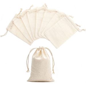 Bolsas de Algodón Reciclables de 10*15cm con Cordones para Envolver Regalos de Navidad, Tipo Saco de Papá Noel, para Manualidades - Product Image 1