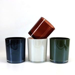 FENGJUN Pots à bougies de luxe en verre avec couvercle, surface irisée noir foncé et vert brillant - Product Image 3