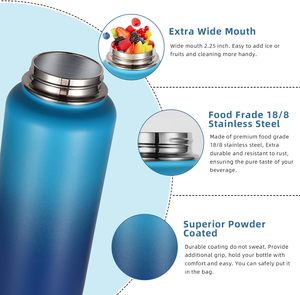 Wholesale Vacuum Thermal Insulation Camping Gym Tumbler 1000ml Wide Mouth <b>Double</b> <b>Wall</b> Stainless Steel Sport Water Custom Logo - Product Image 4