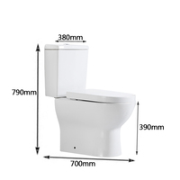 WC moderne en céramique à double chasse allongé, à double sortie (P-Trap/S-Trap), pour usage hôtelier