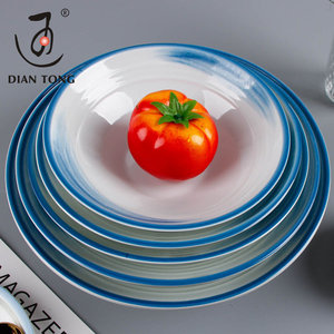 12 Inch 5-Mảnh Khách Sạn Nhà Hàng Hàn Quốc Nhật Bản Phong Cách Màu Xanh Trắng Melamine Ramen Bát Set Với Logo <span class=keywords><strong>Stackable</strong></span> & Máy Rửa Chén An Toàn - Product Image 3