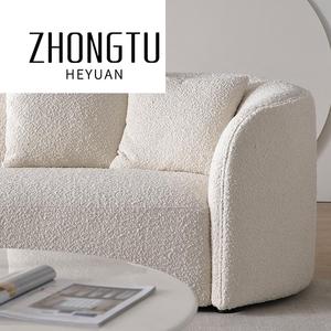 โซฟาผ้าบุคล้ายขนแกะ รุ่นโมเดิร์น คอมฟอร์ท 3-4 ที่นั่ง สีขาว สำหรับห้องนั่งเล่นในร่ม รูปทรงตัวแอล ดีไซน์โค้งมน เหมาะสำหรับโรงแรม - Product Image 5