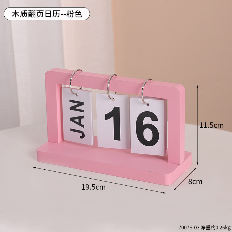 Calendrier à bascule en bois - Rose