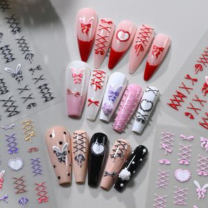1 unidad de pegatinas de plástico para <span class=keywords><strong>uñas</strong></span> con lazo francés, diseño de amor 5D, sin BPA, decoraciones adhesivas de conejo y gato, calcomanías para manicura - Product Image 2