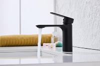 Robinet de lavabo rond noir mat en laiton, multifonctionnel, réglable, anti-éclaboussures, mitigeur à poignée unique, prix de gros