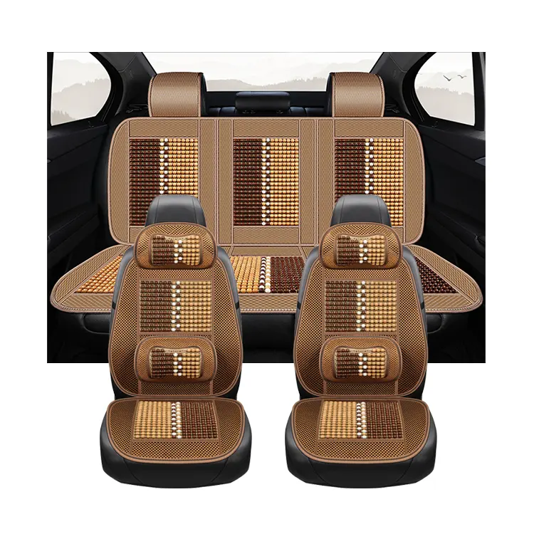 Xiangta OEM-Fabrik hochwertiger universeller Vollsatz Pu-Leder-Autositze-Abdeckung mit Holzperlen für den Sommer