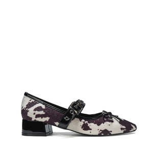 मैरी जेन फ्लैट्स महिलाओं की चिक गाय प्रिंट गर्मियों के कैजुअल ड्रेस जूते वर्ग फुट लचीली ब्लॉक एड़ी धनुष-उच्चारण वाली बकसुआ स्लिप-ऑन - Product Image 4