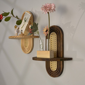 Étagère murale à un niveau en <span class=keywords><strong>bois</strong></span> massif de style moderne avec <span class=keywords><strong>petite</strong></span> étagère pour plantes en pot - Product Image 1