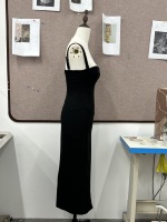Robe de soirée midi OEM détachable à bretelles spaghetti, style corset, col cœur, fente, moulante, fermeture éclair au dos, pour soirée formelle