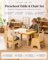 COMPANY Mobilier Moderne en Bois pour Crèche, Ensemble Table et Chaises Rembourrées pour Tout-Petits, Crèches et Salles de Classe pour Nourrissons