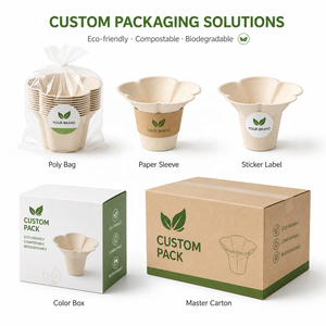 Gobelet à glace en bagasse biodégradable personnalisé avec logo, en forme <span class=keywords><strong>de</strong></span> pétale, pour desserts floraux, cadeau promotionnel en gros - Product Image 5