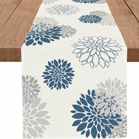 Nappe longue bleue pour cuisine, salon et salle à manger, motif géométrique, moderne, élégante, style ferme, chemin de table pour la maison