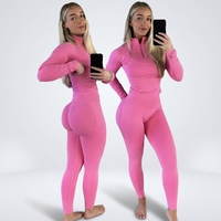 Haut de yoga à manches longues pour femme avec demi-fermeture éclair, veste de sport moulante, pantalon de fitness, leggings de course, ensembles de yoga