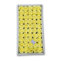 50 pièces de roses en savon en plastique écologiques, artisanales, à 3 couches, de 4,5 cm de diamètre, pour mariage, Saint-Valentin, remise de diplôme