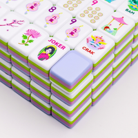 Ensemble de Mahjong en Acrylique Imprimé UV, 160 Tuiles Colorées avec Étui, Cadeau d'Anniversaire ou de Noël