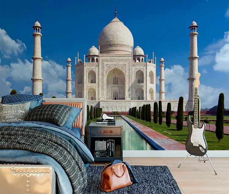 Custom Photo Wallpaper Taj Mahal Wall Mural Home Decoration India Beautiful Scenery Wallpaper Murals