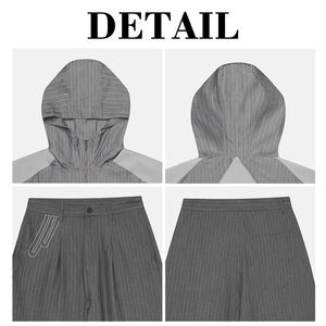 Conjunto de Sudadera con Capucha y Pantalones KINGSEN Personalizados con Bordado, Transpirables, a Rayas, con Bloques de Color, con Cierre, para Hombre, Ropa Deportiva de Alta Gama para Primavera - Product Image 6