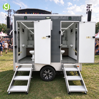 Trailer Toilet Portabel Goeasy Mobile Restroom 2 Kompartemen Pribadi Tangki Sampah untuk Proyek Konstruksi Industri