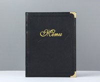 Porte-menu en cuir PU marron vintage avec logo personnalisé, pour restaurant, café, feuilles en plastique A4, vis, couverture de menu en cuir avec coins métalliques