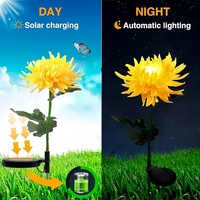 Vente flash - Lampe solaire de jardin LED sans fil rechargeable étanche IP65, chrysanthème, lampe de nuit, angle de faisceau de 360 degrés