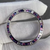 Modische Blau-Rosa Saphir-Gradient-Edelstein-Lünetten aus 18K Massivgold als Ersatzteil für Uhrenmodifikationen