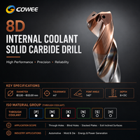 COWEE Mata Bor Karbida Padat Lubang Dalam 8D dengan Pendingin Internal D3-D20 Tekanan Tinggi untuk Baja Alat CNC, Besi Cor, dan AlCrN