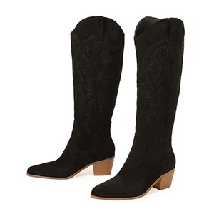 Nuovi <span class=keywords><strong>Stivali</strong></span> da Cowboy Ricamati con Tacco Spesso 2026, Punta Affusolata, Altezza Media e <span class=keywords><strong>al</strong></span> <span class=keywords><strong>Ginocchio</strong></span> per Donna, Inverno Autunno - Product Image 3