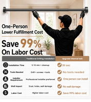 ARODDY OEM ODM Barre de tension intérieure en acier au carbone de 25 mm, 62,99-98,43 pouces, sans perçage, anti-rouille, pour rideau de douche de salle de bain
