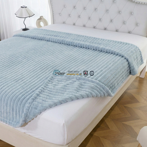 Manta de terciopelo Shu con patrón de rejilla jacquard 3D, moderna, minimalista, suave y cálida, para habitaciones de negocios y hoteles - Product Image 1