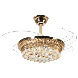 Hiện đại sang trọng Đèn chùm pha lê với LED ánh sáng vô hình có thể thu vào quạt trần DC động cơ điều khiển từ xa chuyển đổi - Product Image 6