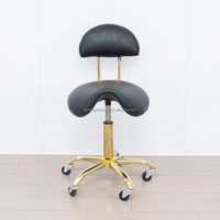 Selle ergonomique pour salon de beauté, chaise de barbier en métal doré avec support dorsal, tabouret rotatif pour salon de coiffure