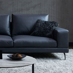नवीनतम नोर्डिको डिजाइन वास्तविक चमड़े 3 सीट सोफे सेट ब्लैक ब्लू लक्जरी सोफा फर्नीचर रिक्लियर लिविंग रूम चमड़े के सोफे सेट - Product Image 3
