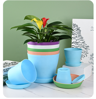 Vente en gros d'usine de pots de pépinière succulents en plastique avec plateaux soucoupes ensembles de pots de plantes de forme ronde