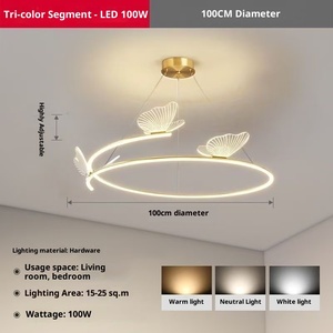 Lampada a Sospensione Moderna a Forma di Farfalla con Altezza Regolabile per Camera dei Bambini, LED ad Alto CRI 95, Struttura in Ferro e Acrilico, 60cm - Product Image 6