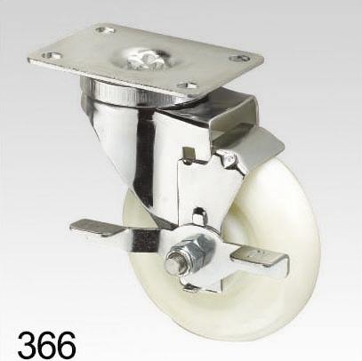 High Quality White pp Wheel Caster Swivel with Brake Screw Top