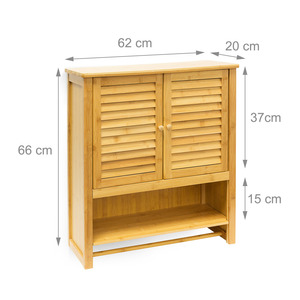 <span class=keywords><strong>Meuble</strong></span> <span class=keywords><strong>de</strong></span> <span class=keywords><strong>rangement</strong></span> mural en bambou personnalisé avec étagère réglable en hauteur et porte-serviettes - Product Image 6