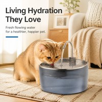 Fontaine à eau pour chat LEBAN 3.2L avec plateau en acier inoxydable 304, robinet coulissant, distributeur d'eau pour animaux de compagnie pour chats d'intérieur