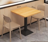 Ensemble de table et de chaises de salle à manger carrées en bois modernes pour utilisation dans les cafés de restauration rapide, 2 places