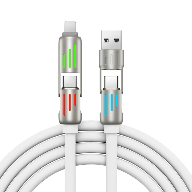 4 in 1 Charging Cable USB C Led Light Adapter USB C to USB C 60W 100w 240w PD Fast Charging & Data Sync Multi Charger for Phone