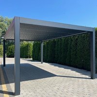 Fabrication d'espaces de vie extérieurs Pergolas à persiennes étanches en aluminium traité thermiquement avec revêtement en poudre LED Design moderne
