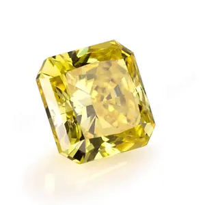 高品质花式彩色实验室生长辐射切割黄色CVD宽松钻石订婚戒指